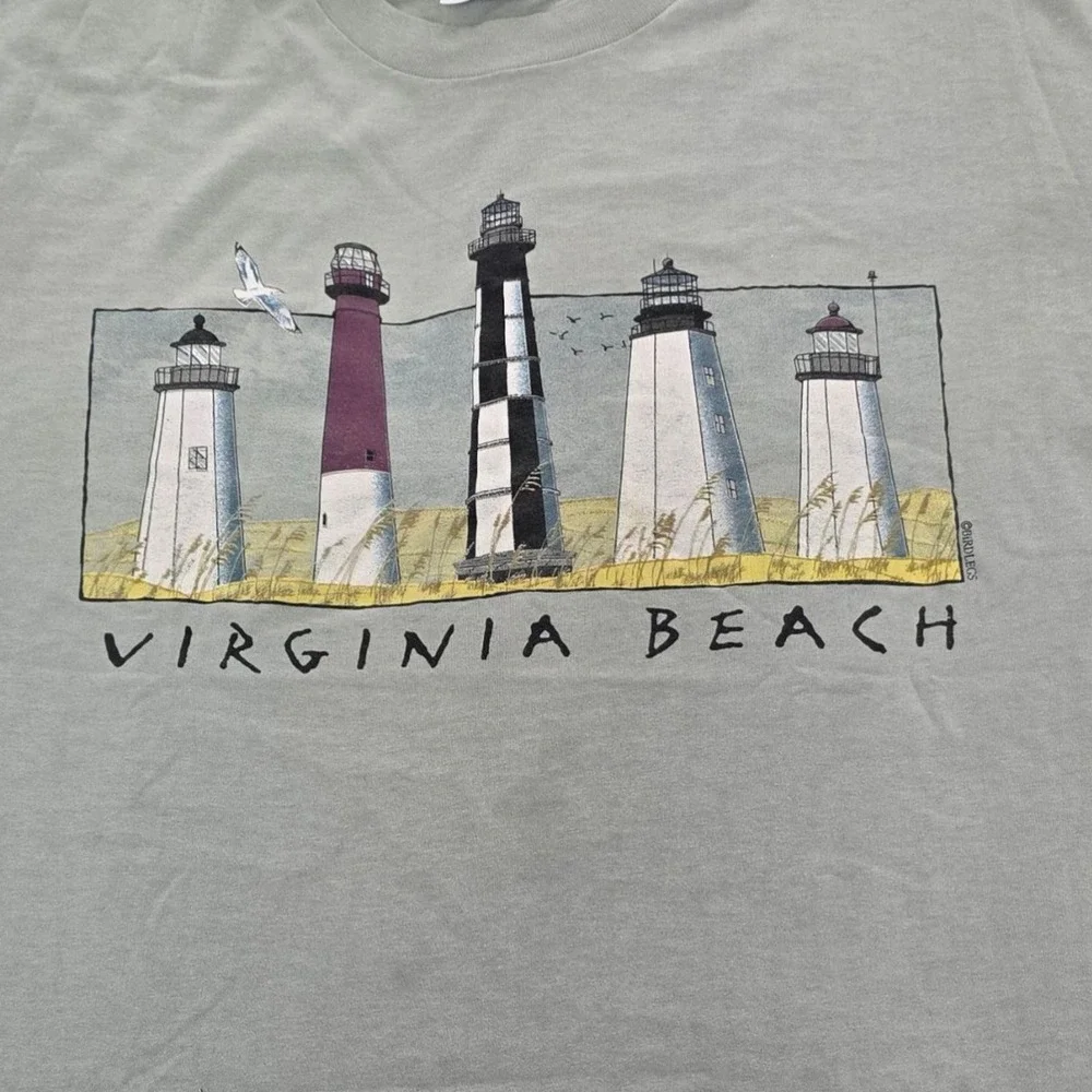 Vintage Virginia Beach Lighthouse T-Shirt Hanes 50/50‎ Single Stitch L